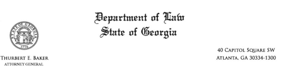 Georgia Department of Law, from the office of Thurbert E. Baker, Attorney General